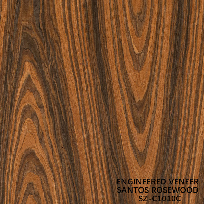 Επικεφαλαιοποιημένο Santos Rosewood Wood Veneer Crown Σκάρτος κόκκους μπορεί να προσαρμοστεί 0.15-1.8mm Για Για το πρόσωπο του ντουλάπι
